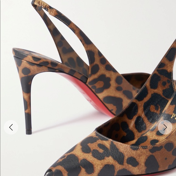 Christian Louboutin Leopard Print Kate Sling 85 - Picture 2 of 10